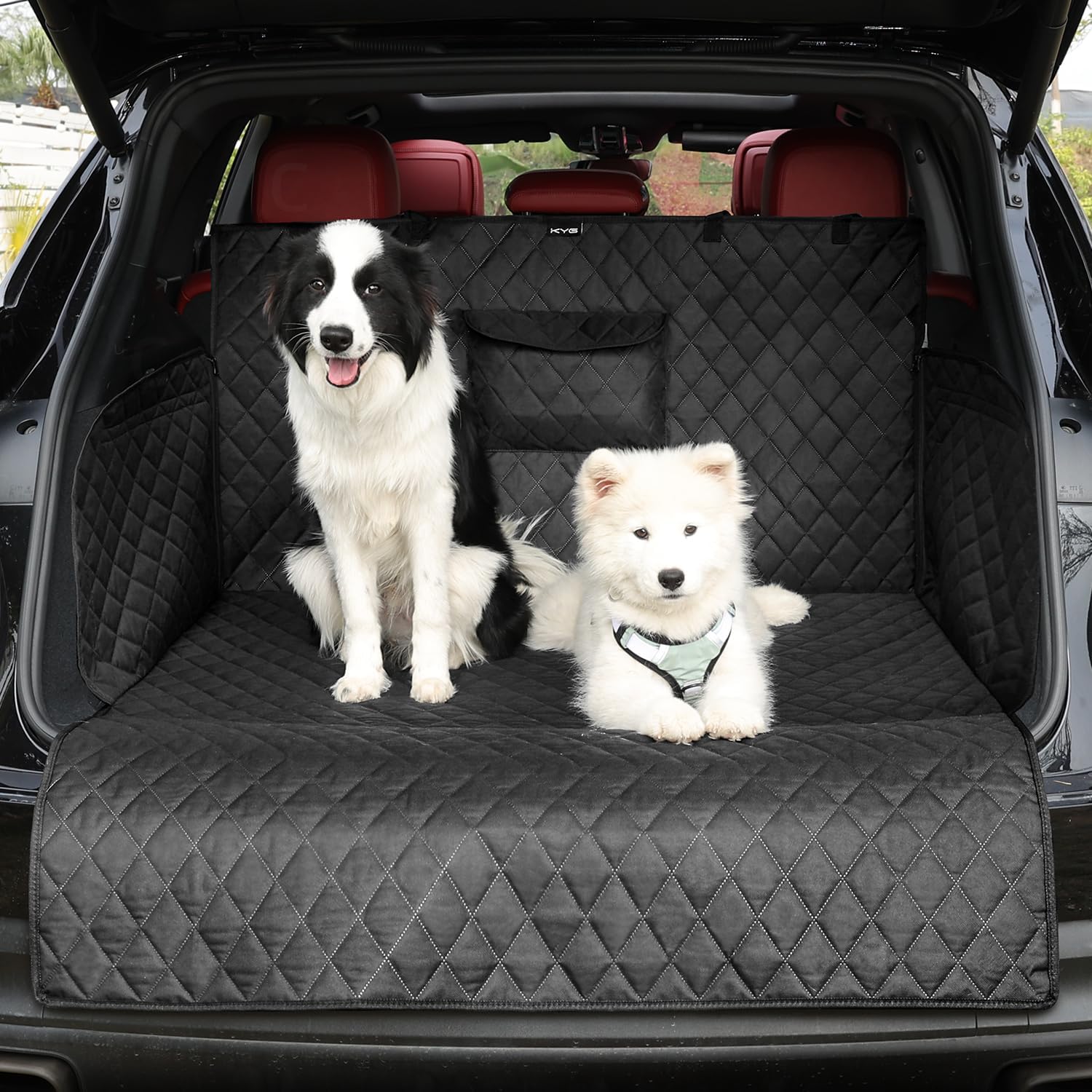 Detalle de KYG Car Boot Cover for Dogs — Non-Slip Waterproof Liner with Silicone Bottom (Medium/Small Cars, 170 × 105 × 37 cm)