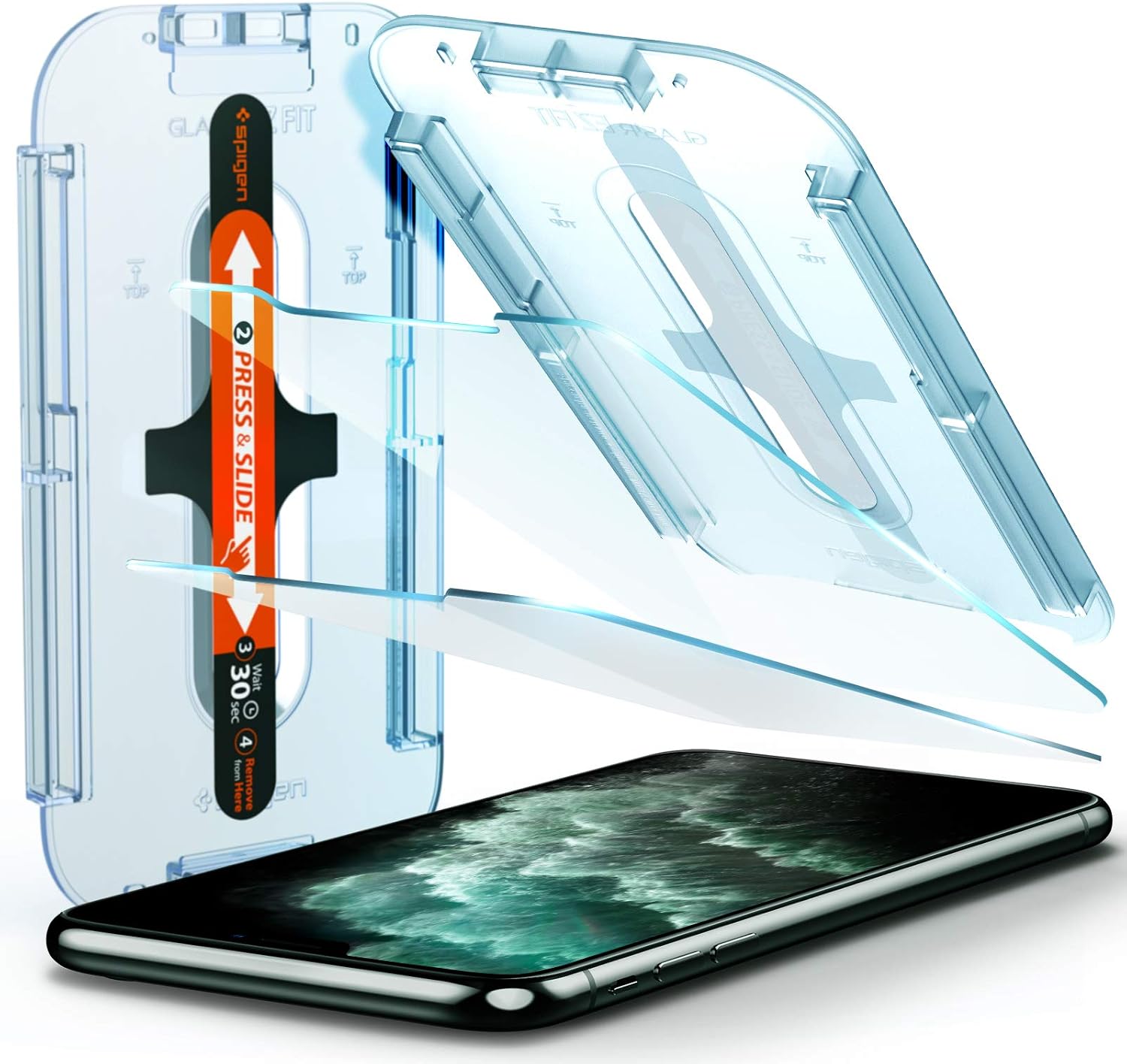 Detalle de Spigen Glas.tR EZ Fit in vetro temperato per iPhone 11 Pro Max e iPhone XS Max (2 pezzi) con durezza 9H