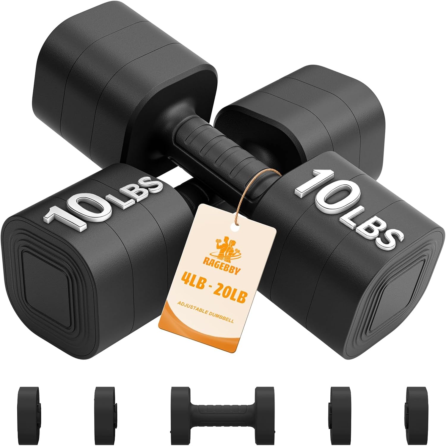 Detalle de Ragebby Adjustable Dumbbell Set, 4 lb