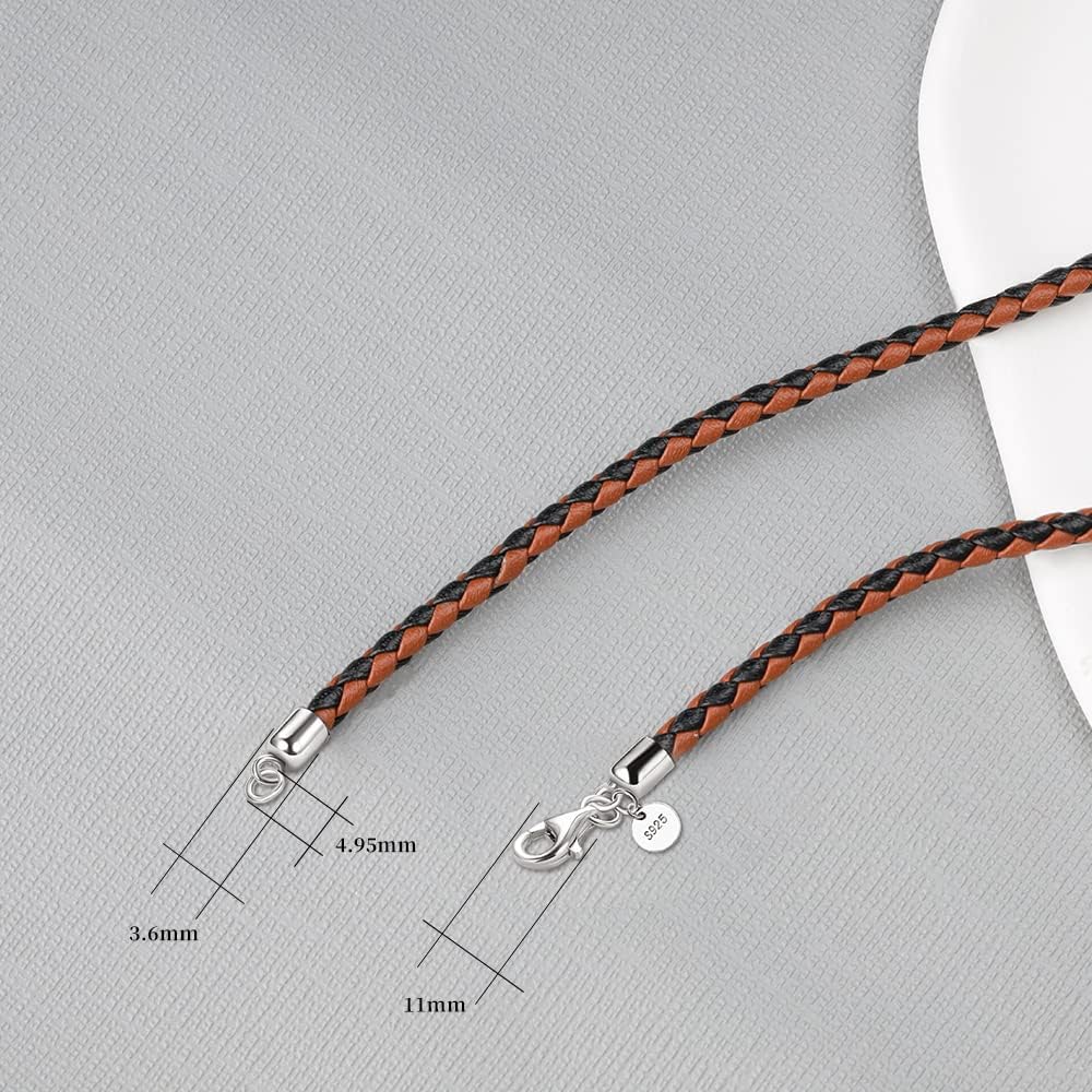 Detalle de Viwind Echtleder Halskette 2,9 mm breit – 45–55 cm, 925er Silberverschluss, Unisex