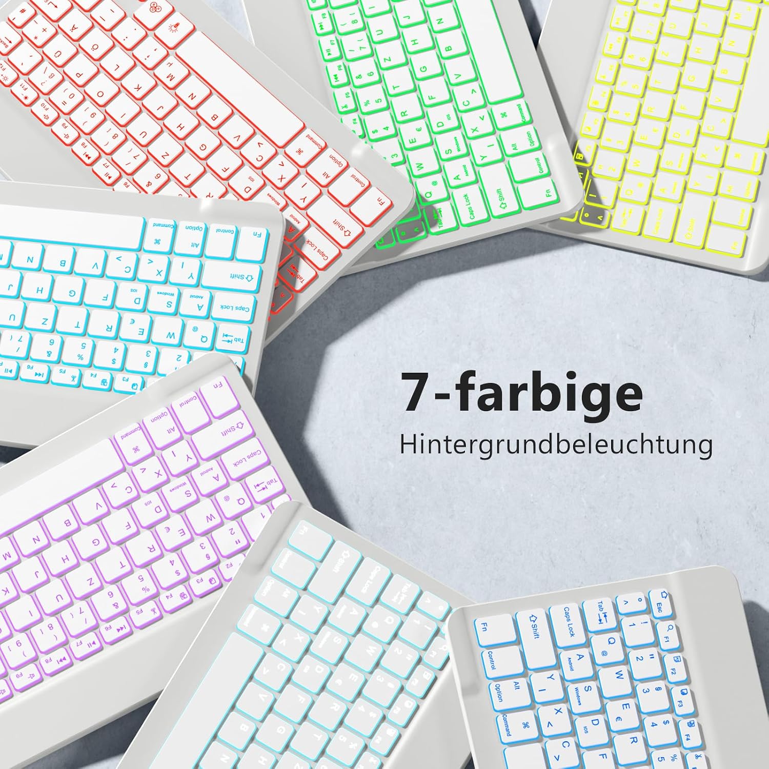 Detalle 1 de Vobafe Bluetooth Tastatur QWERTZ mit Halter