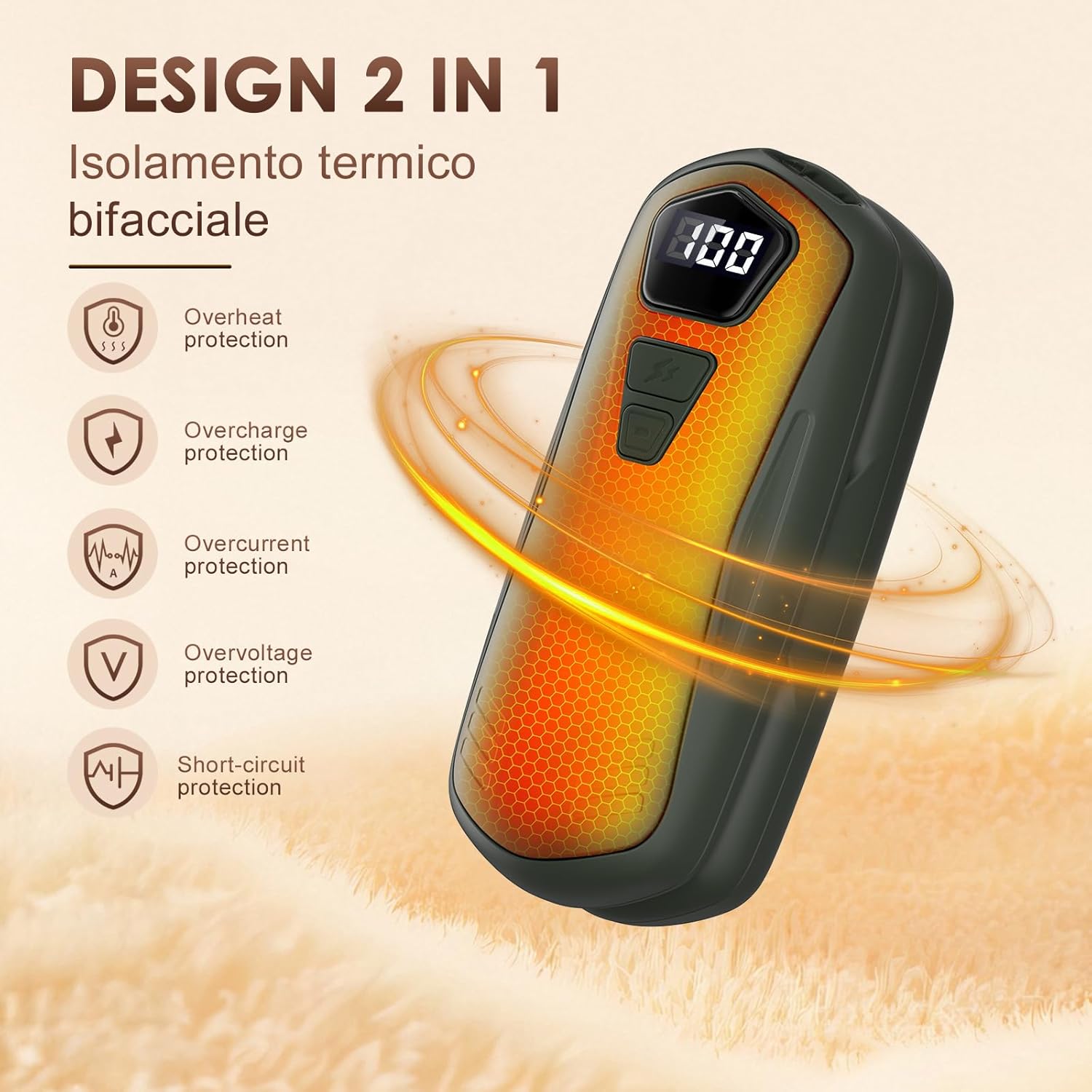 Detalle 2 de Scaldamani ricaricabile 2 in 1 Raynauds 6000 mAh