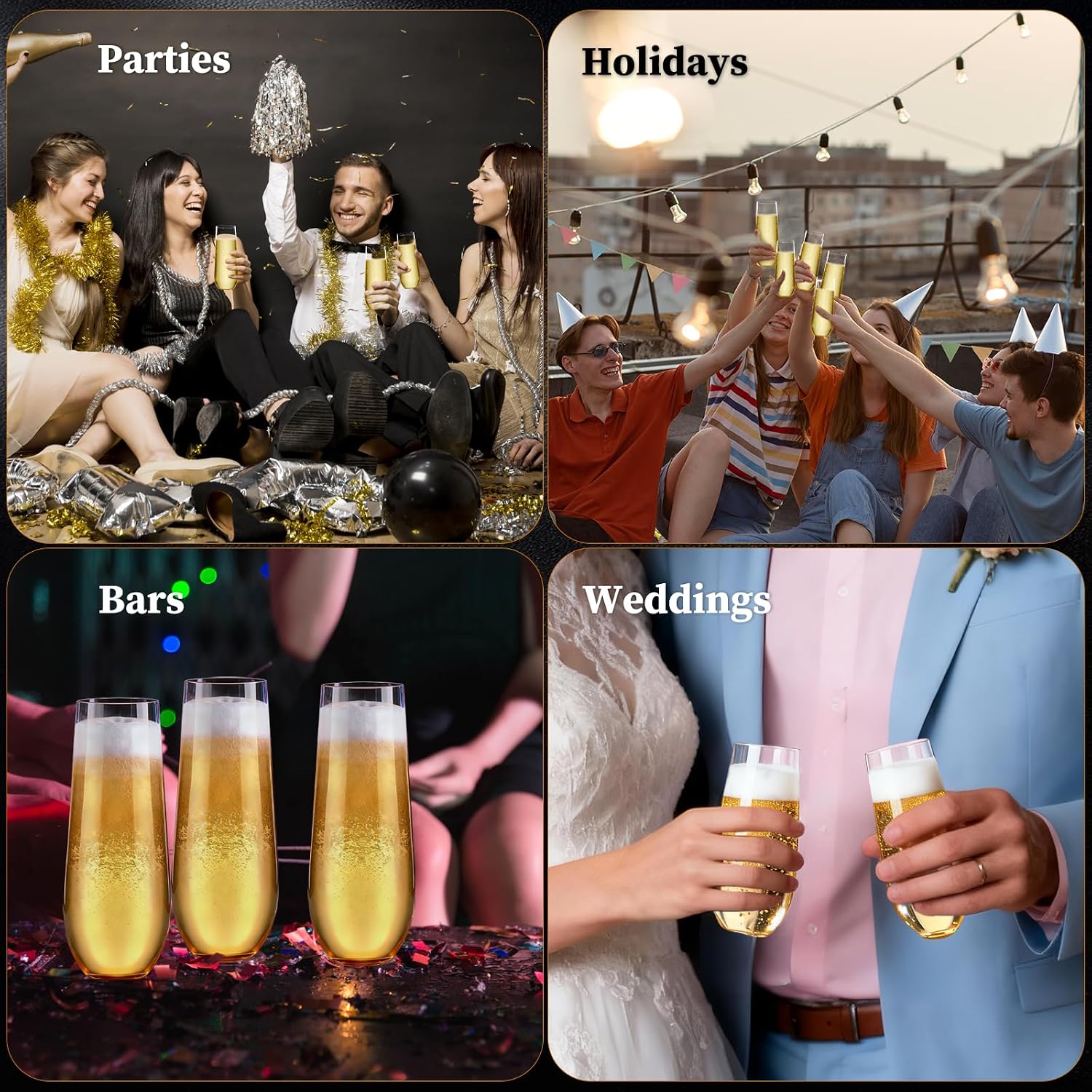 Thumbnail 6 de GuanQiao Stemless Plastic Champagne Flutes, 9 oz