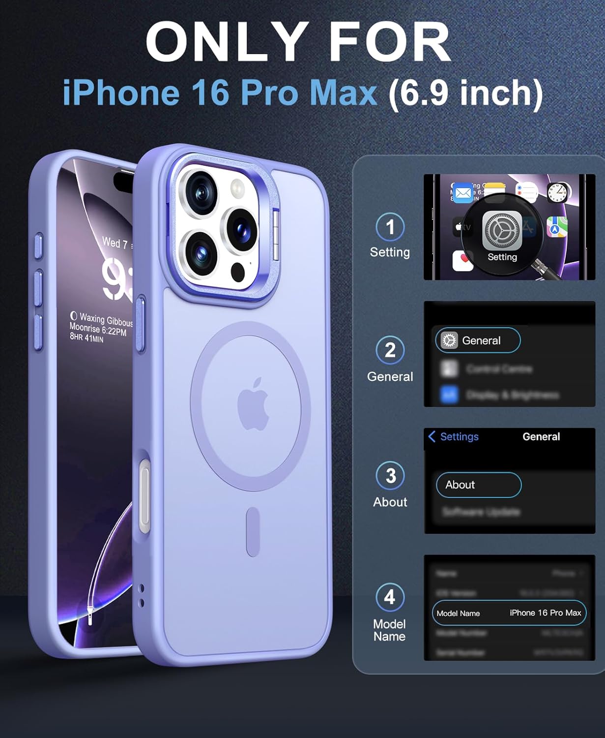 Thumbnail 1 de Beeasy 3-in-1 MagSafe Case for iPhone 16 Pro Max with 2 Screen Protectors and Adjustable Stand
