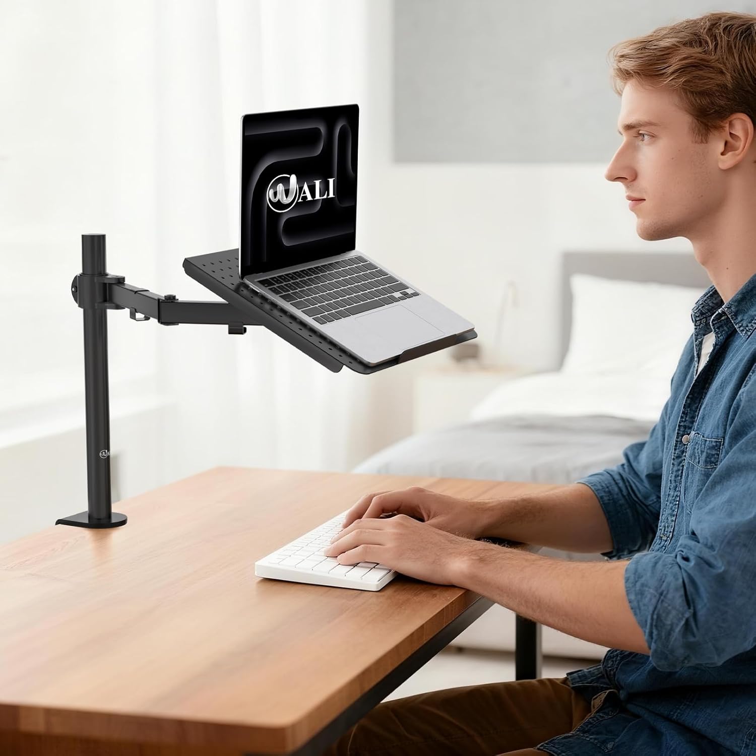 Thumbnail 4 de WALI Laptop-Halterung für den Schreibtisch, 17-Zoll, voll verstellbar bis 10 kg (M00LP) – schwarz