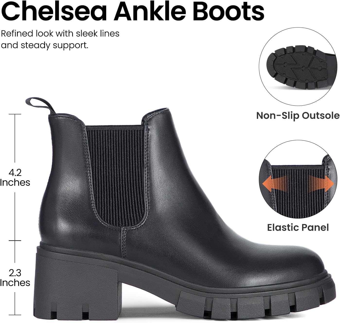 Detalle 2 de Athlefit Chelsea Boots 2.3in Chunky Heel