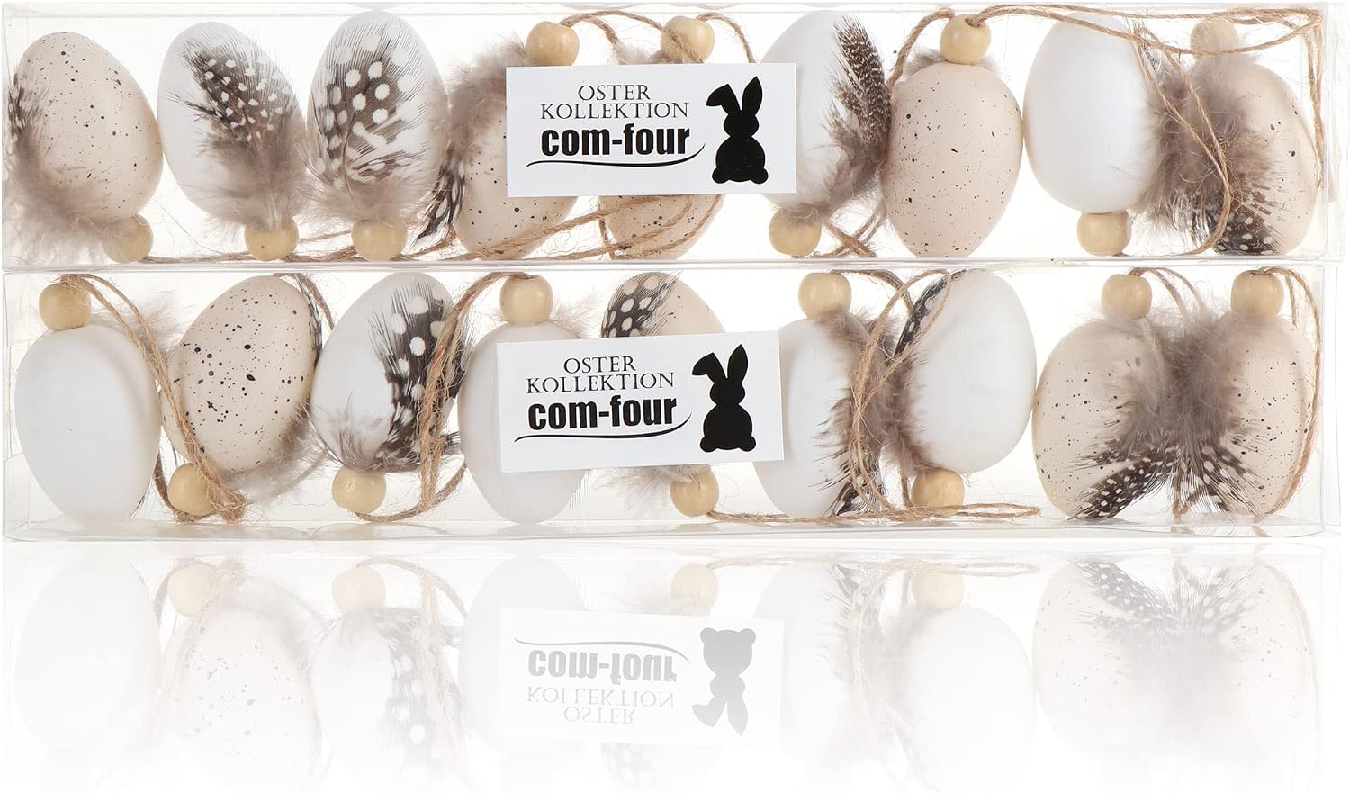 Detalle de COM-FOUR® 18x Oeufs de Pâques à Suspendre – Décoration pour buisson et couronne, 4 x 3 cm
