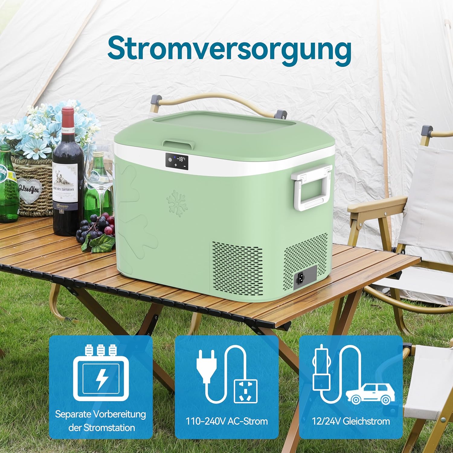 Thumbnail 3 de BINGI Kompressor Kühlbox 18 L – Tragbarer Auto-Kühlschrank mit 12/24V DC und 230V AC