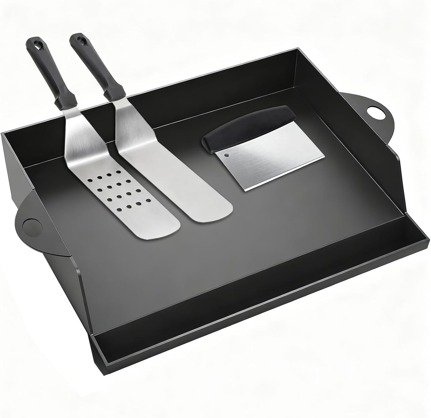 WELL GRILL Plancha-Grillplatte 45,5 × 36,5 cm mit Spachtel-Set aus Gusseisen – vielseitig einsetzbar