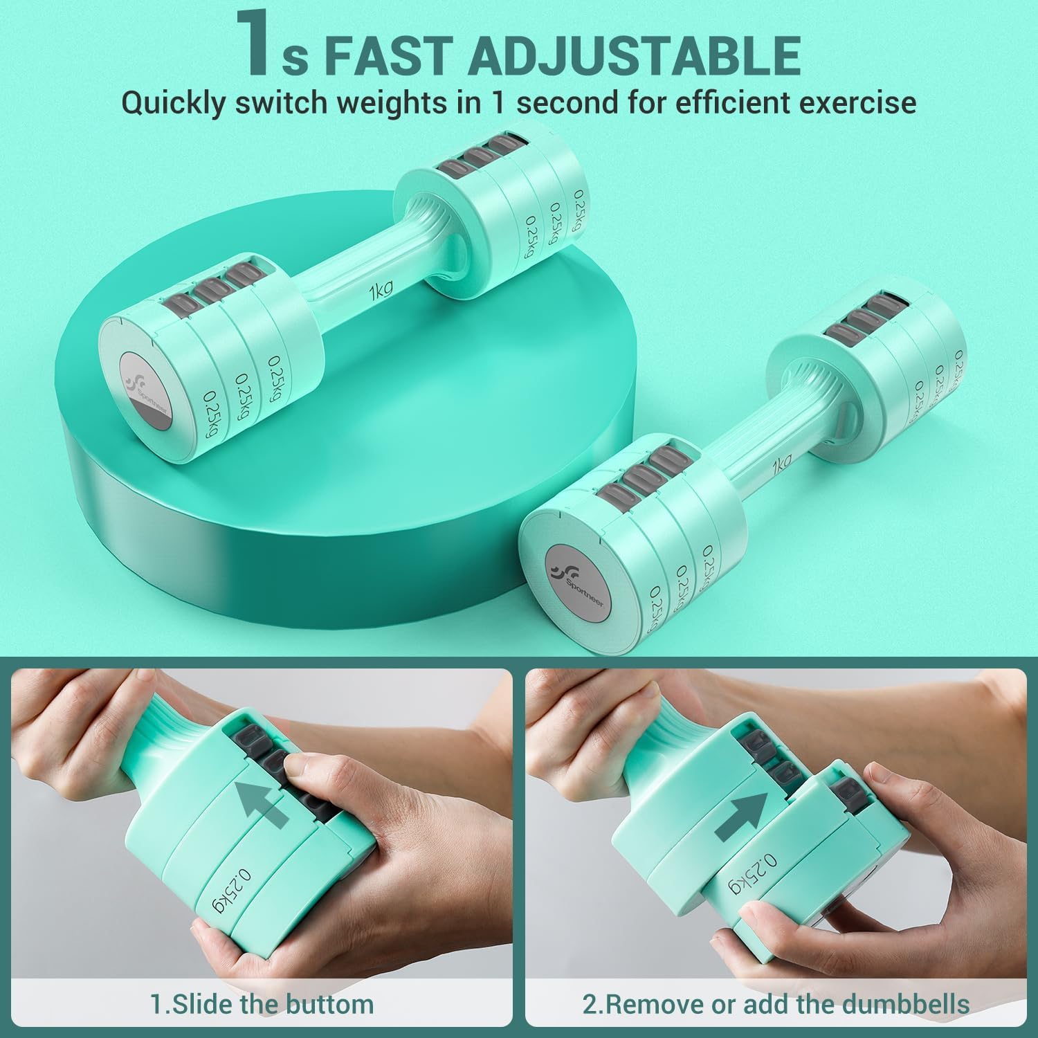 Thumbnail 1 de Sportneer verstellbares Kurzhantel-Set (4-in-1) – 2er Set 1–2,5 kg pro Hantel