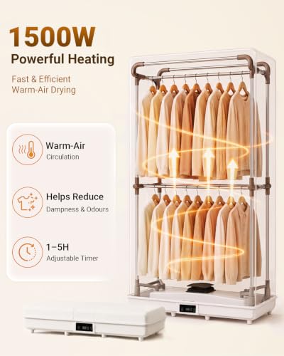 Detalle de COSICOSY Electric Clothes Dryer, 1500W, Two-Tier, 10kg Capacity