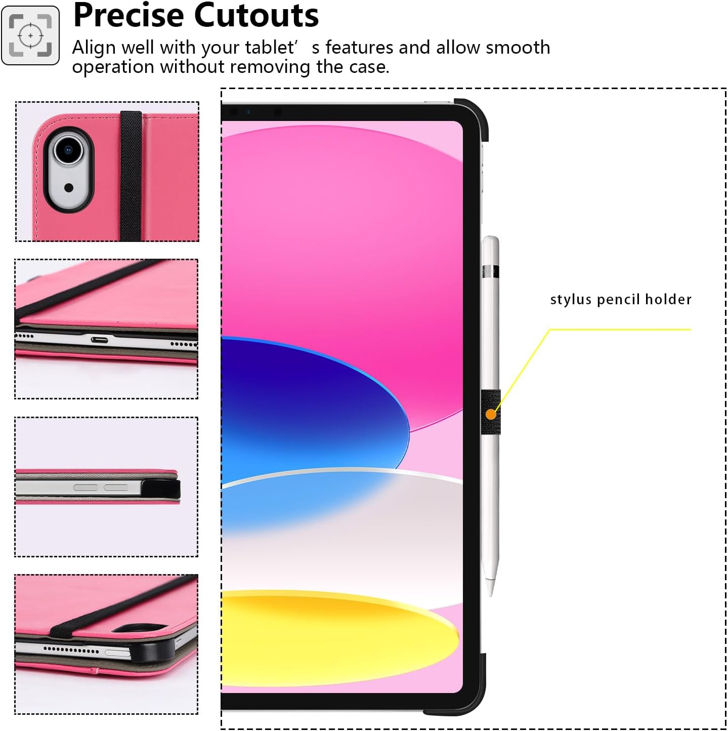 Detalle de ZtotopCases Case for iPad 11th Generation (2025) & iPad 10th Generation (2022) with Auto Wake/Sleep, Multi-Angle Stand & Pencil Holder – Pink