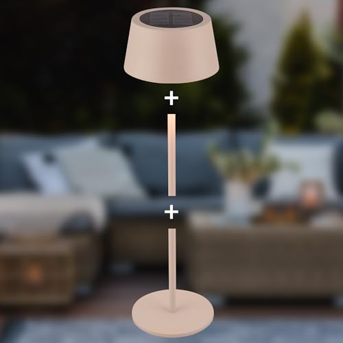 Detalle de BRILONER Lámpara de mesa LED sin cable IP44 con pantalla táctil y CCT — beige