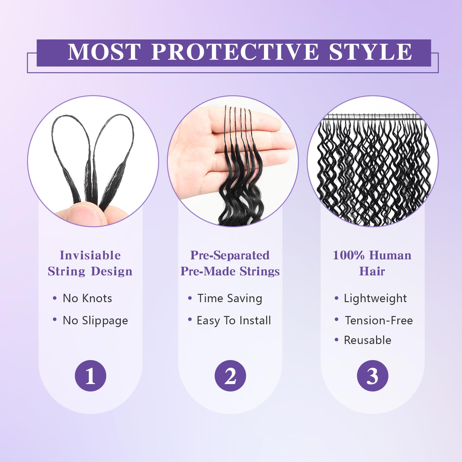 Detalle de Wishgirl Deep Wave Crochet Hair 240g