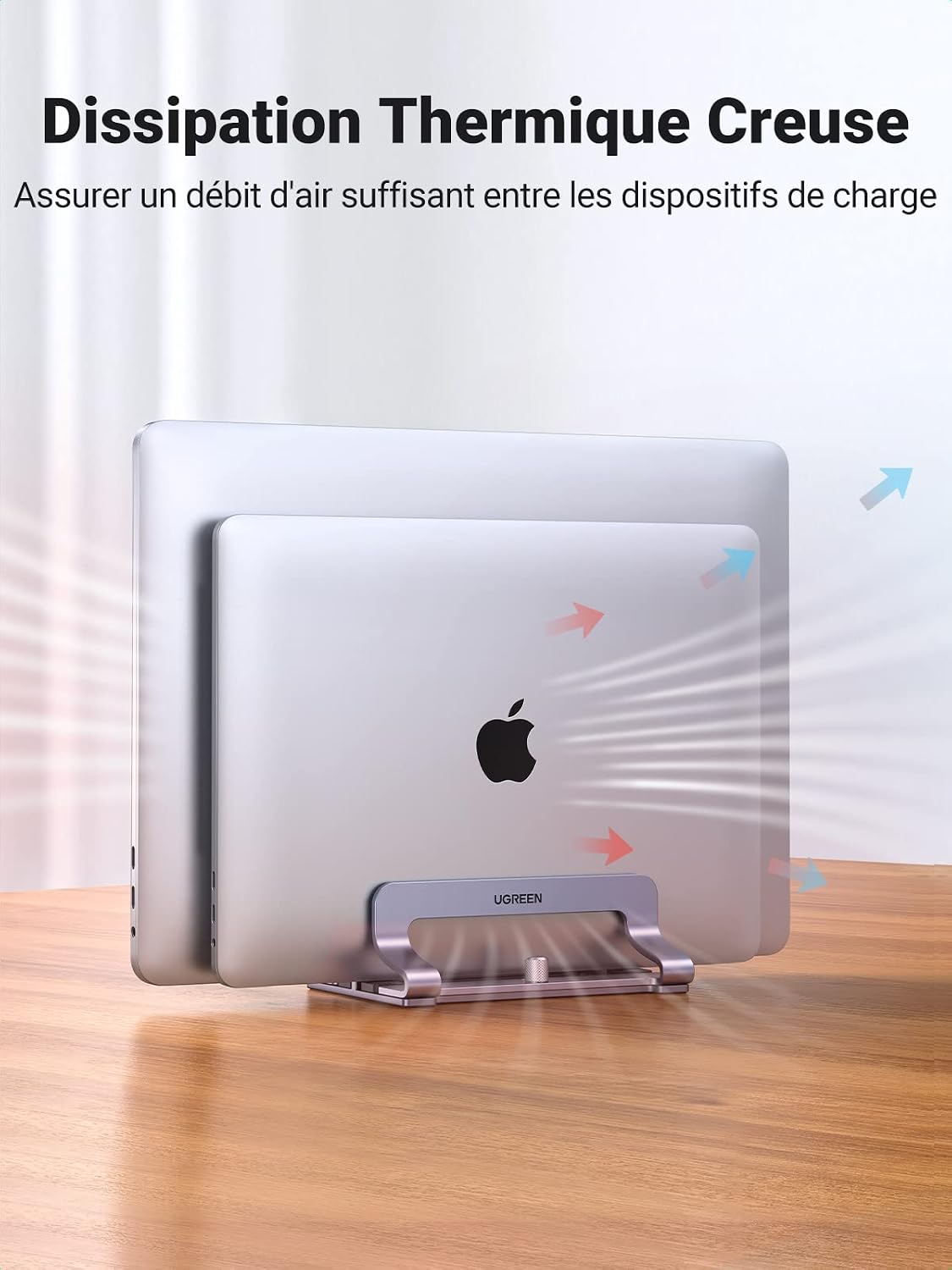 Thumbnail 2 de UGREEN 2 en 1 Support Ordinateur Portable Vertical en Aluminium – Double Porte et Réglable