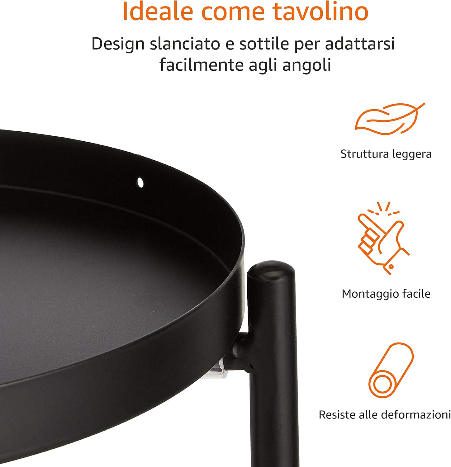 Detalle 2 de Amazon Basics Mobile per piante, Rotondo, nero – Supporto in metallo a due livelli per interni/esterni