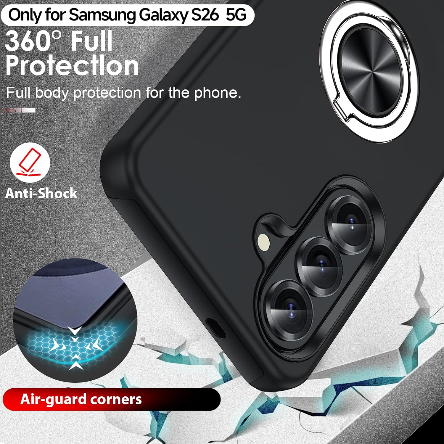 Thumbnail 3 de LeYi Galaxy S26 Case with 2 Tempered Glass Protectors and Invisible Ring Stand
