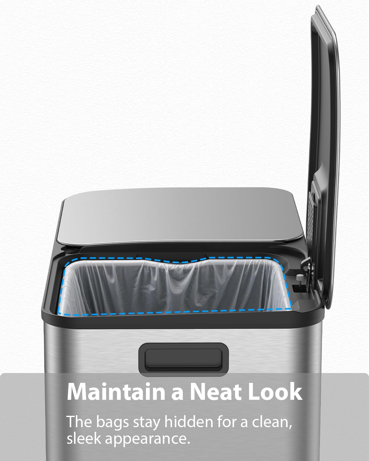 Thumbnail 6 de Lovewind Dual Trash and Recycling Bin, 2 x 13-Gallon, Stainless Steel