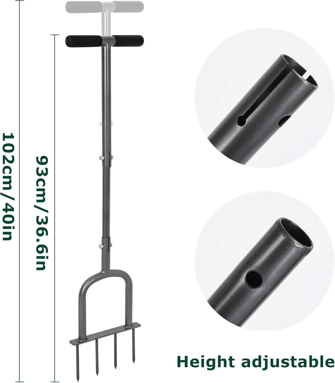 Detalle 2 de BARAYSTUS Arieggiatore manuale per prato con 4 punte regolabile in altezza
