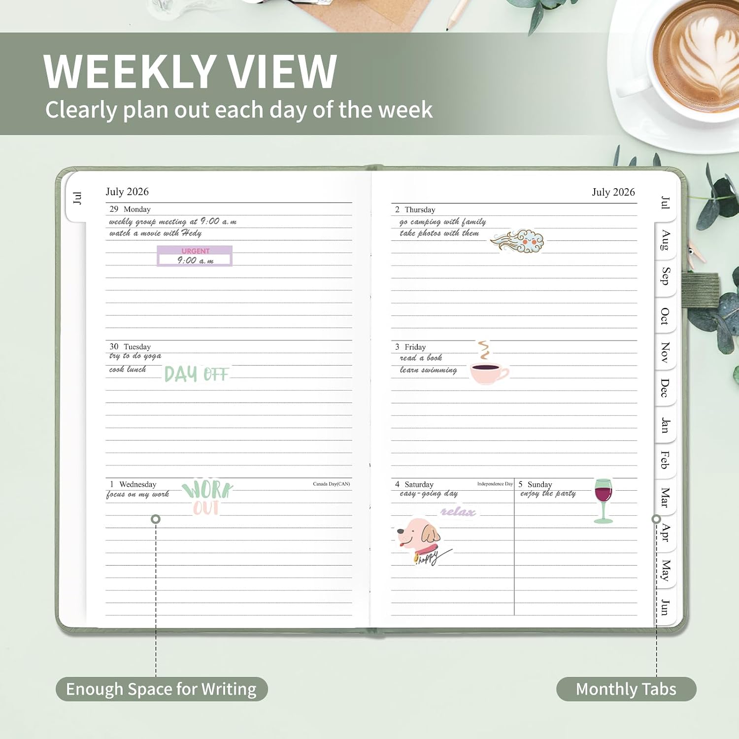 Detalle de Blugool 2026-2027 Academic Planner, 5.8 x 8.3-Inch Weekly and Monthly, Sage Green