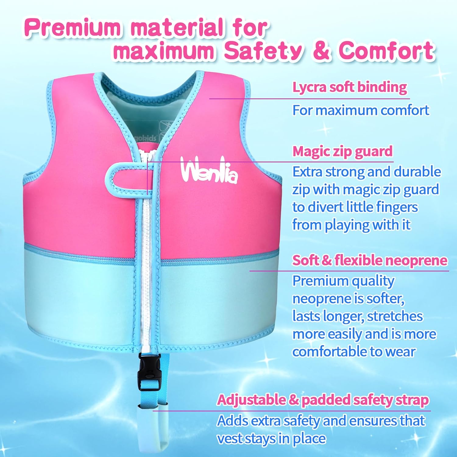 Detalle de Kids Swim Vest for Learn-to-Swim | Adjustable Safety Vest for Boys and Girls