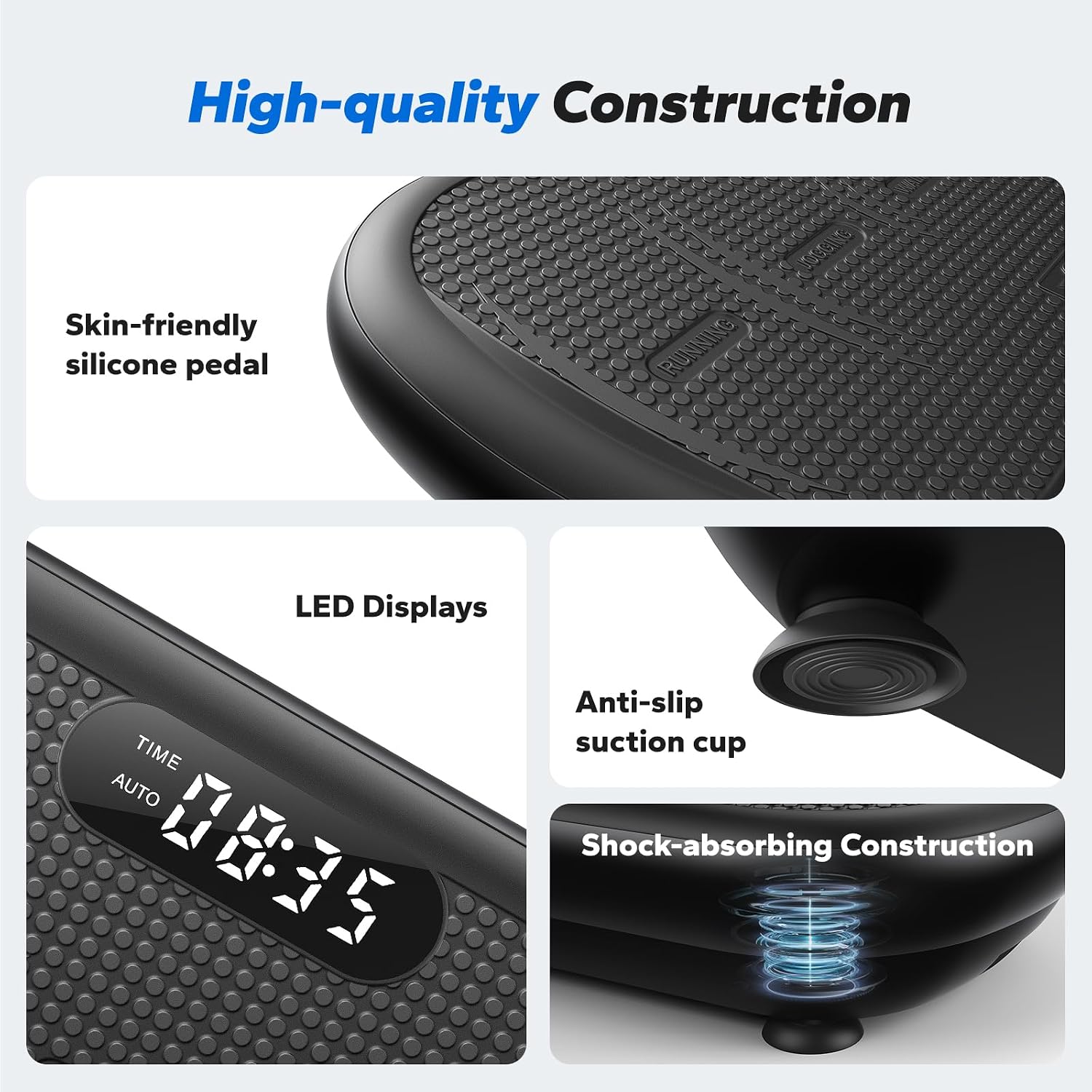 Detalle 2 de MERACH CV40 Curved Vibration Plate, 200W Motor, 13mm Amplitude, Bluetooth