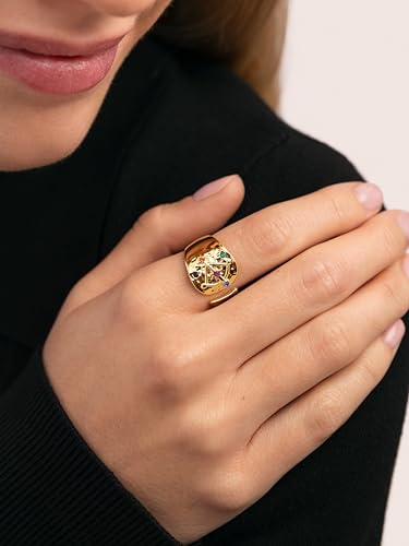 Detalle 2 de SINGULARU Organic Colors Zodiaque, bague chevalière plaqué or 18 carats
