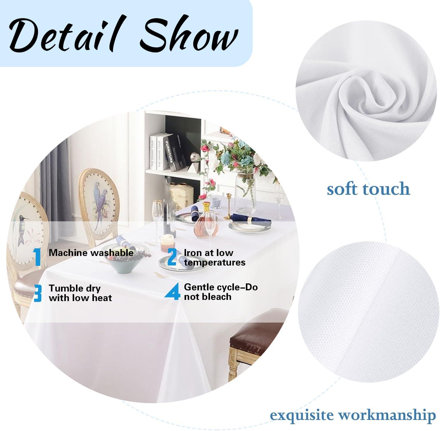 Detalle 2 de FINDYOU 10 Pack Tablecloth 60x102 Inch 🍽