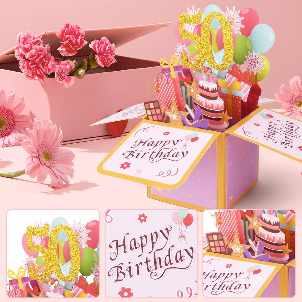 Detalle 2 de OFFCUP Biglietto auguri compleanno 3D “50 anni” con busta e carta
