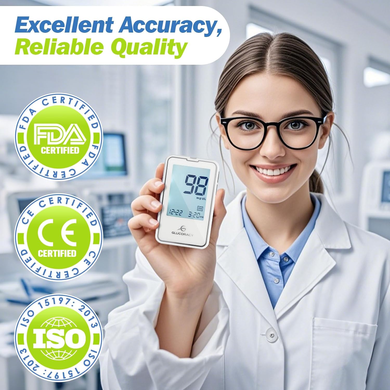 Detalle 2 de Glucoracy G-425-2 Blood Glucose Meter Kit with 50 Strips and Lancets