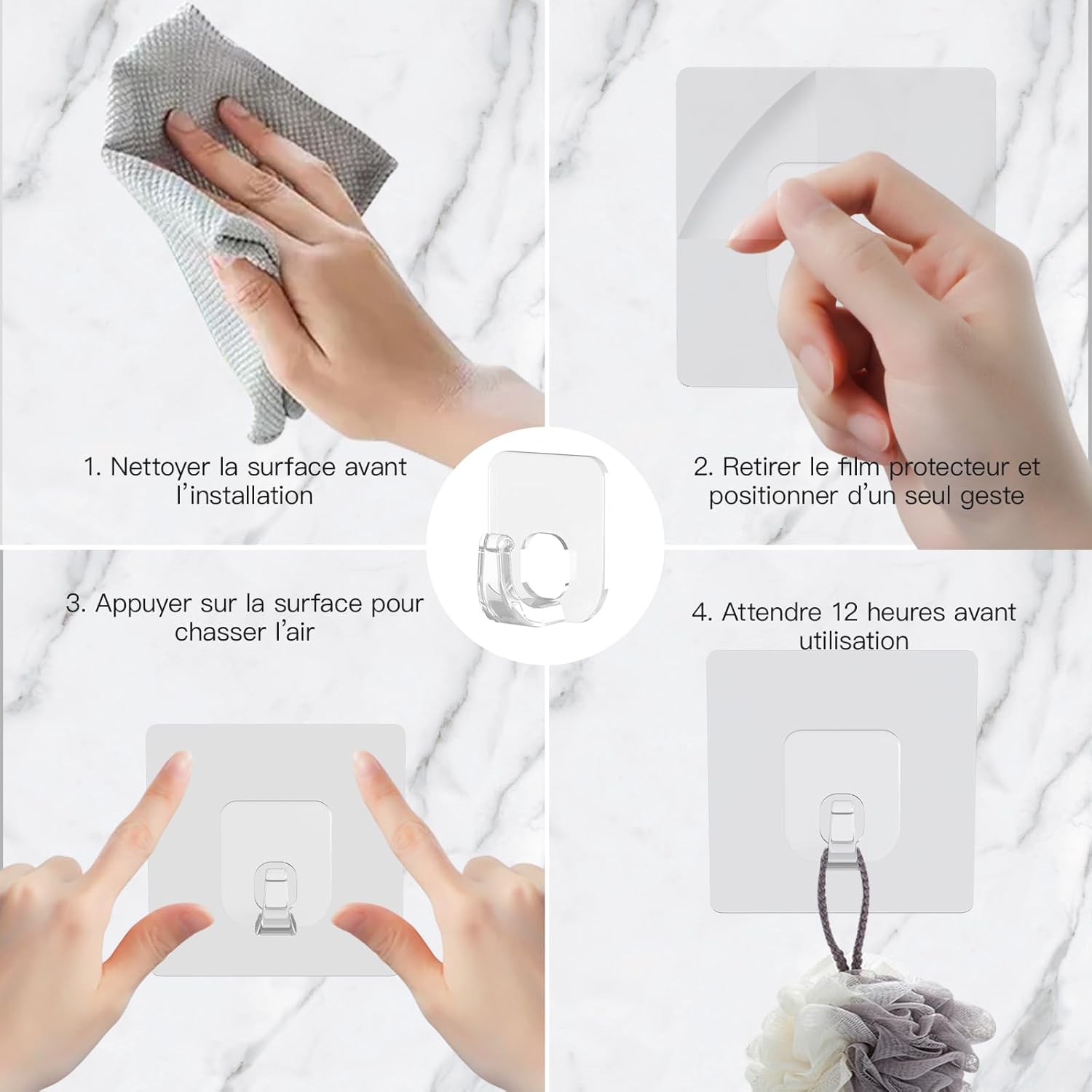 Thumbnail 5 de Latoxcaa – Lot de 10 grands crochets adhésifs transparents extra puissants (15 kg max)
