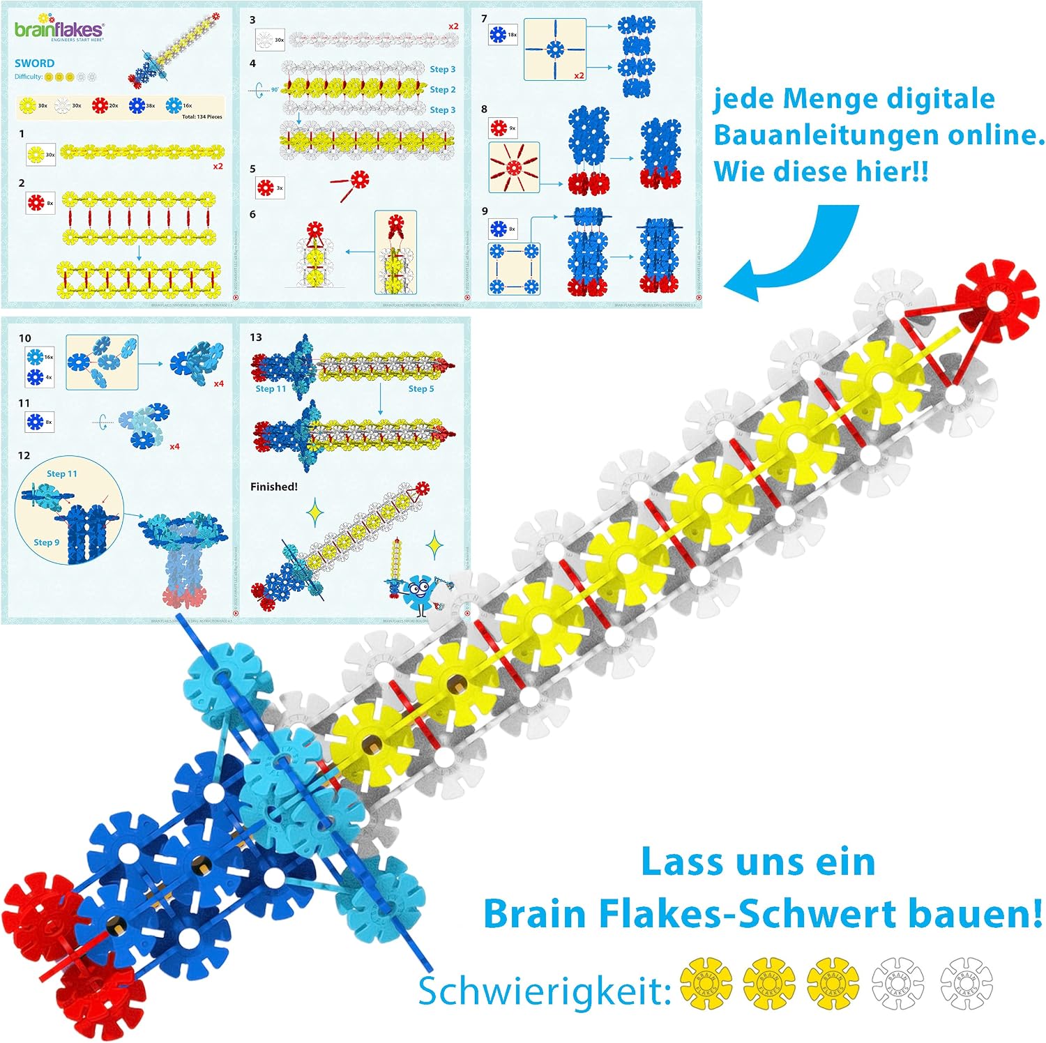 Thumbnail 6 de Brain Flakes 500er-Set (ab 3 Jahren) – ineinandergreifendes Kunststoff-Scheibenspielzeug für kreatives Bauen