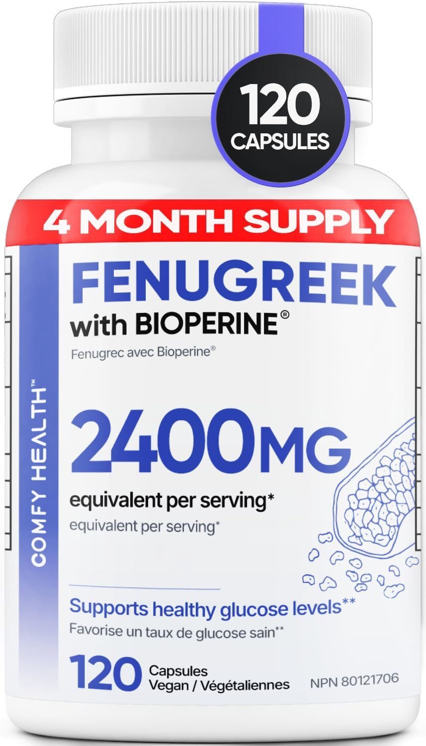 Detalle de COMFY HEALTH Fenugreek with BioPerine, 2,400 mg, 120 Capsules