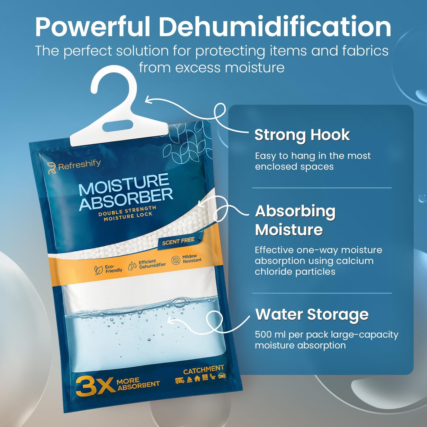 Detalle de Moisture Absorbers and Humidity Absorber Bags (10 Pack) for Closet, Car, and Home