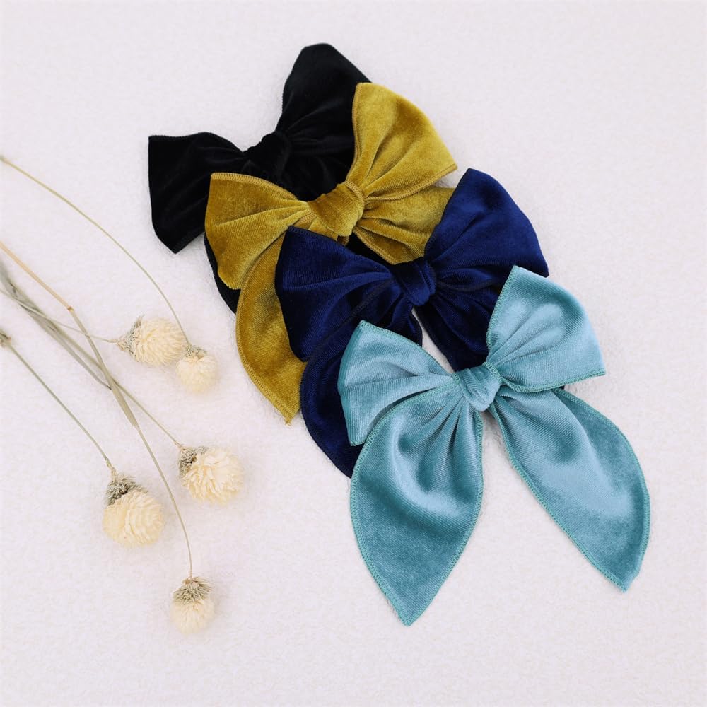 Thumbnail 6 de Velvet hair bow clips, 5-inch bows