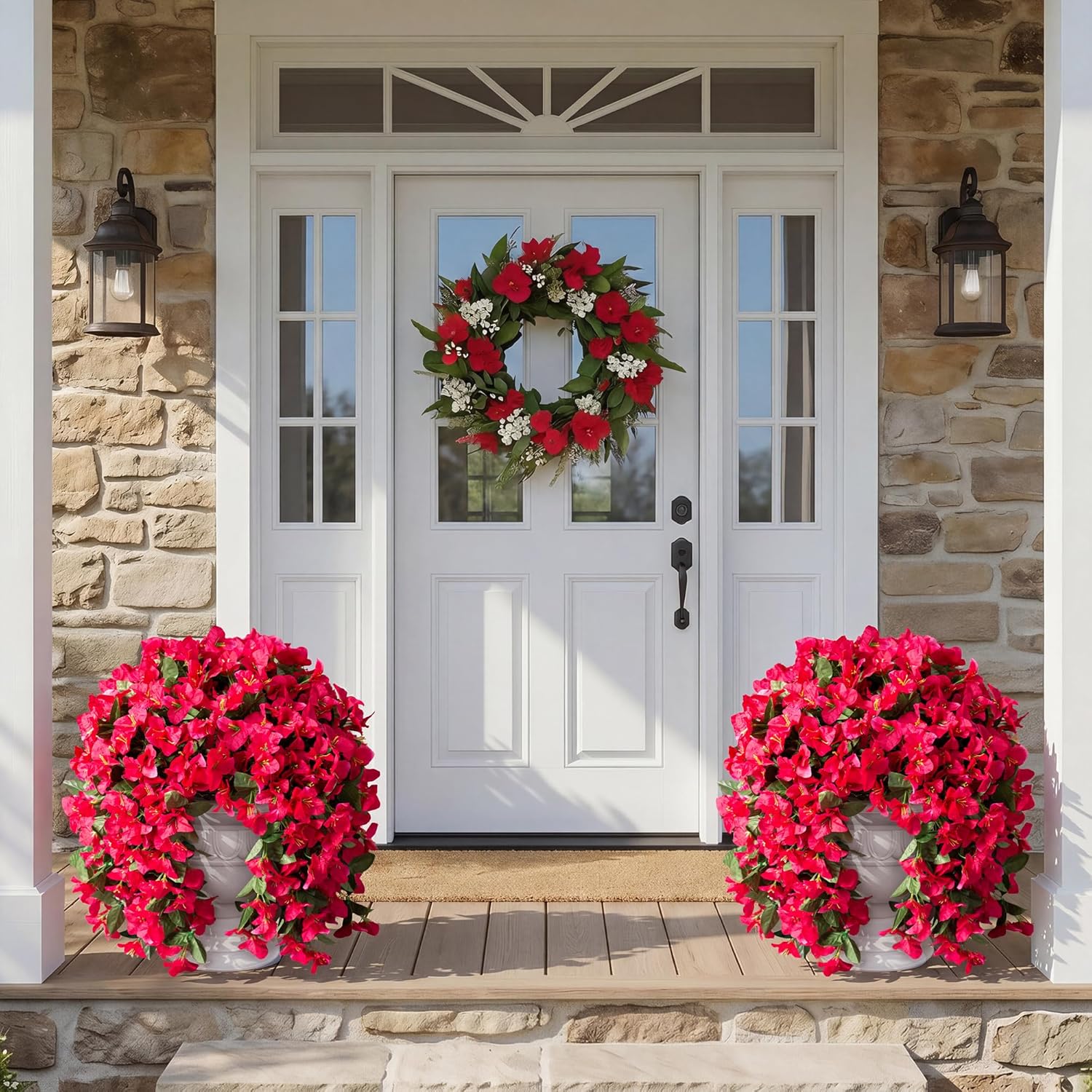 Detalle de Faux Bougainvillea Artificial Flowers (2 Bundles) UV-Resistant Long Trailing Vines for Outdoor Planters