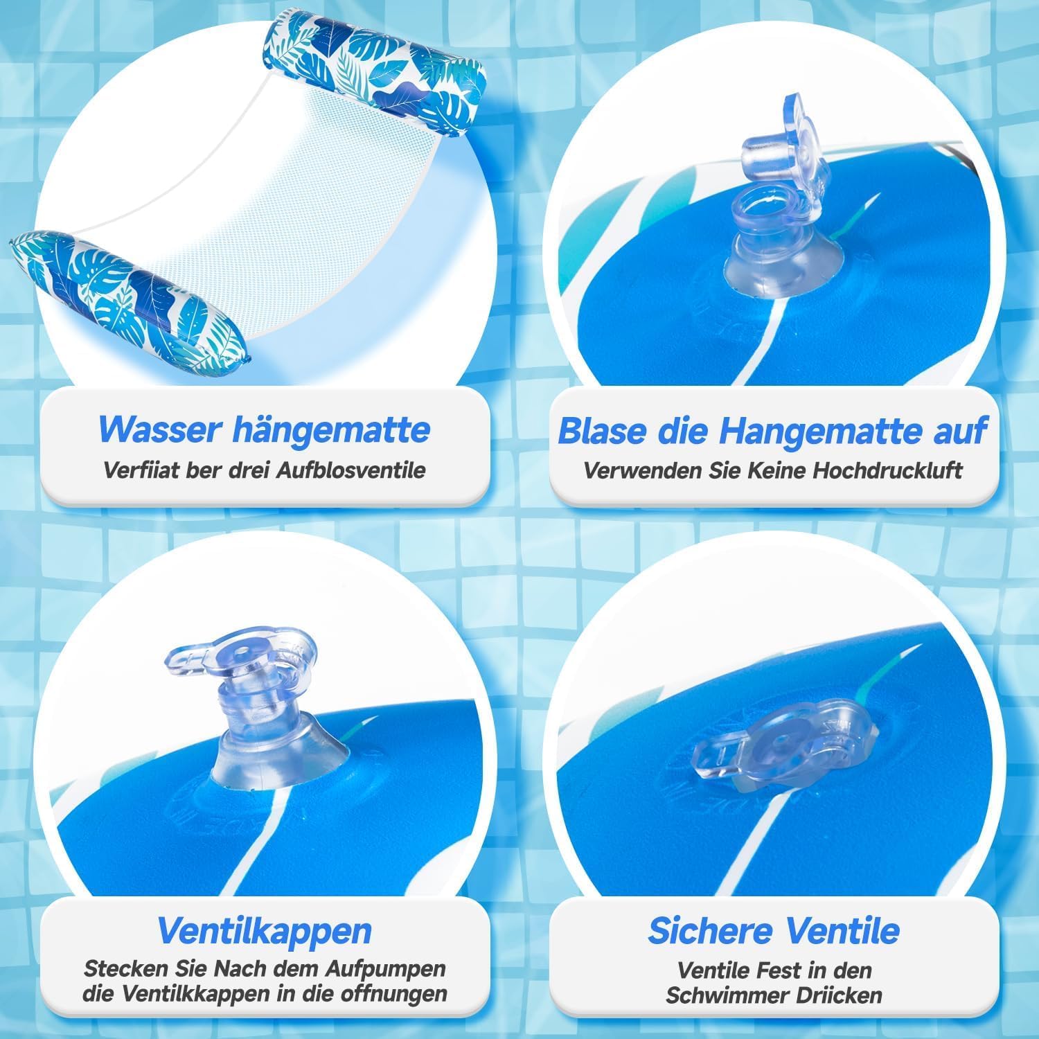 Detalle de Alintor Luftmatratze Pool – 2 Stück XL 4-in-1 Wasserhängematte