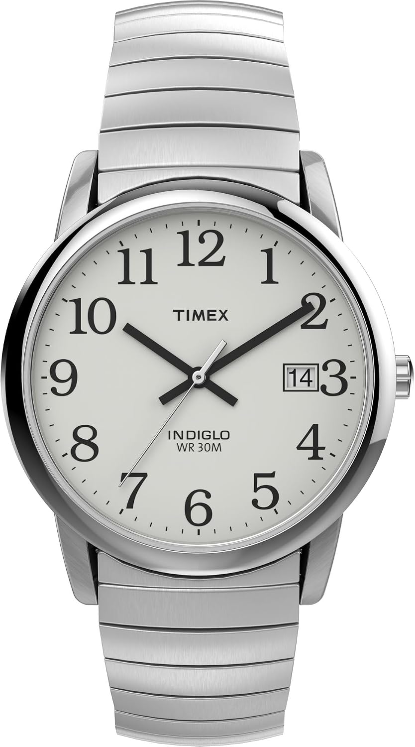 Detalle de Timex Easy Reader Herren-Armbanduhr T2H451 – Edelstahl, 35 mm, Datumsfenster