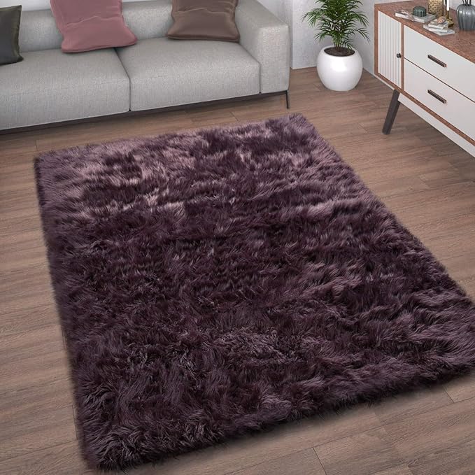 Detalle de Paco Home Alfombra Piel Sintética Mano Pelo Largo Corazón 💜 60cm