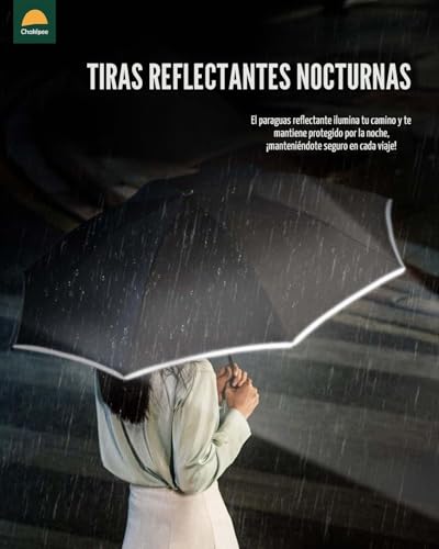 Detalle 2 de Chakipee Paraguas Plegable Antiviento: Invertido, Reflectante y Ligero (106 cm)
