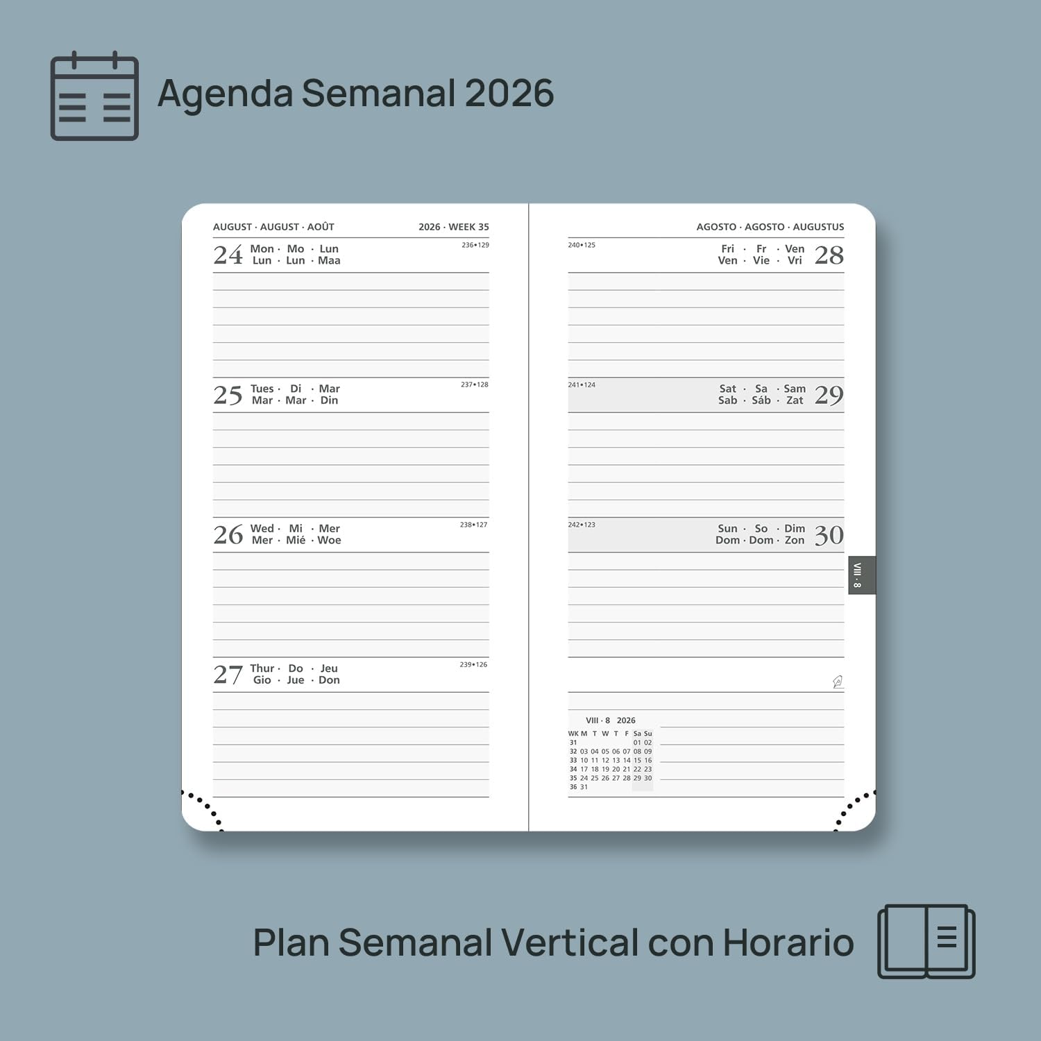 Detalle de POPRUN Agenda 2026 Bolsillo 16,5 x 9 cm