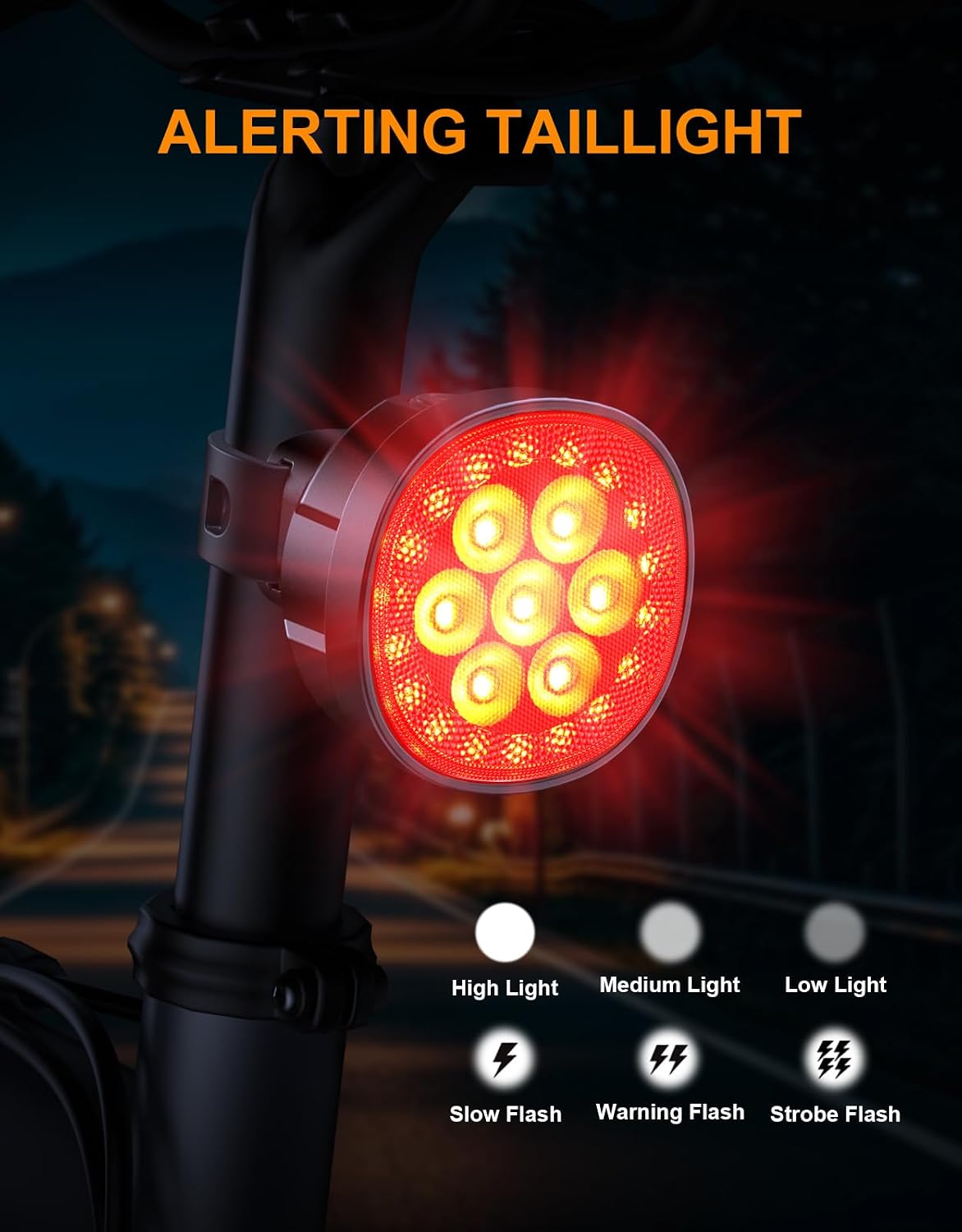 Detalle de Mohard Bike Lights: Front & Rear USB rechargeable set for night riding