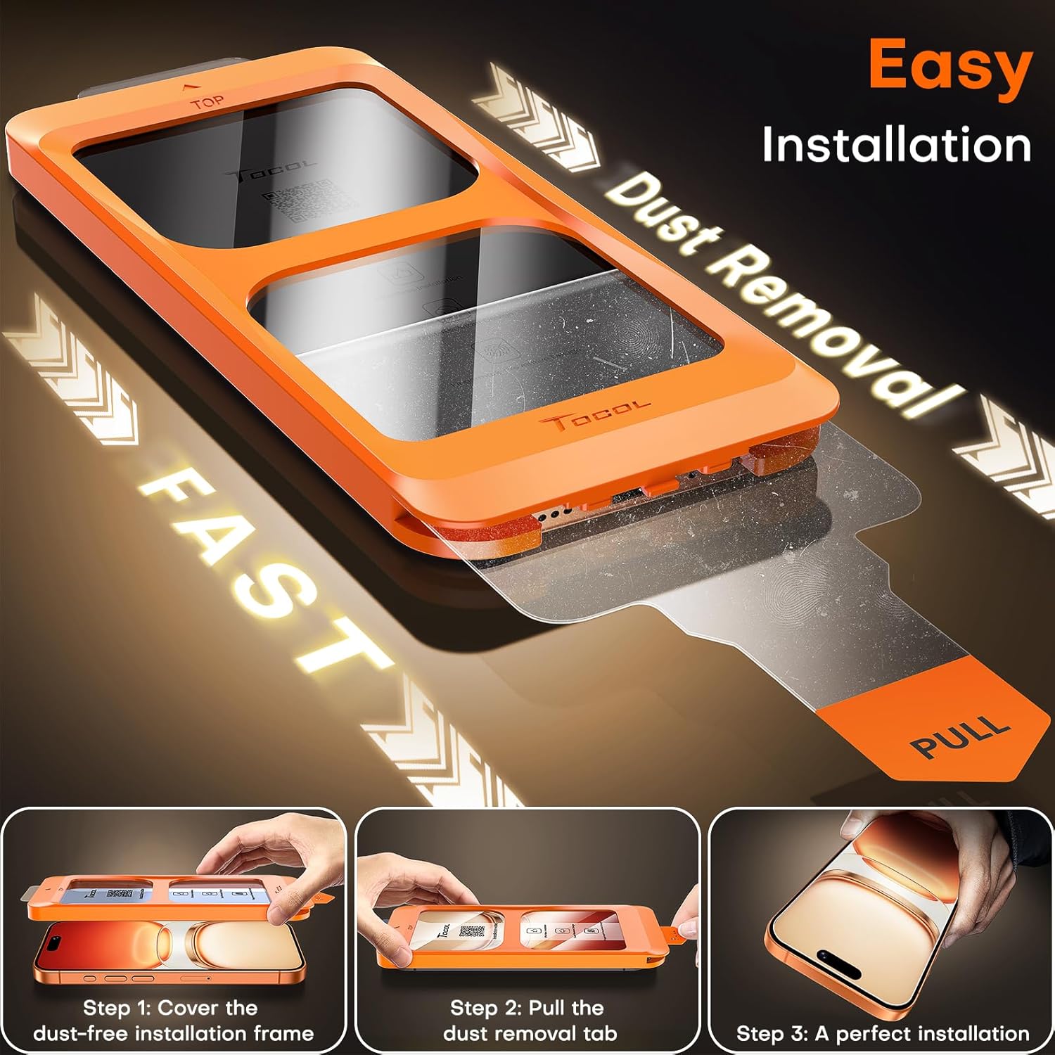 Thumbnail 2 de TOCOL Full Coverage Tempered Glass Screen Protector (2-Pack) for iPhone 17 Pro / iPhone 16 Pro (6.3 Inch)