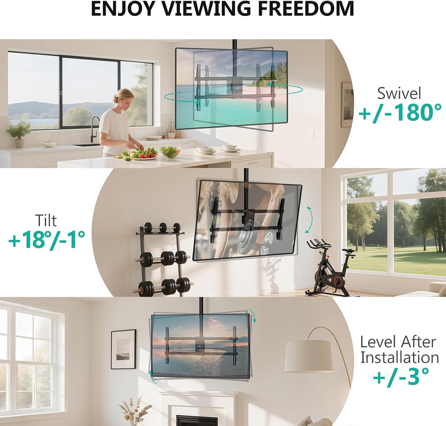 Detalle 2 de WALI CM3790 Ceiling TV Mount 37–90 inch, 220 lb