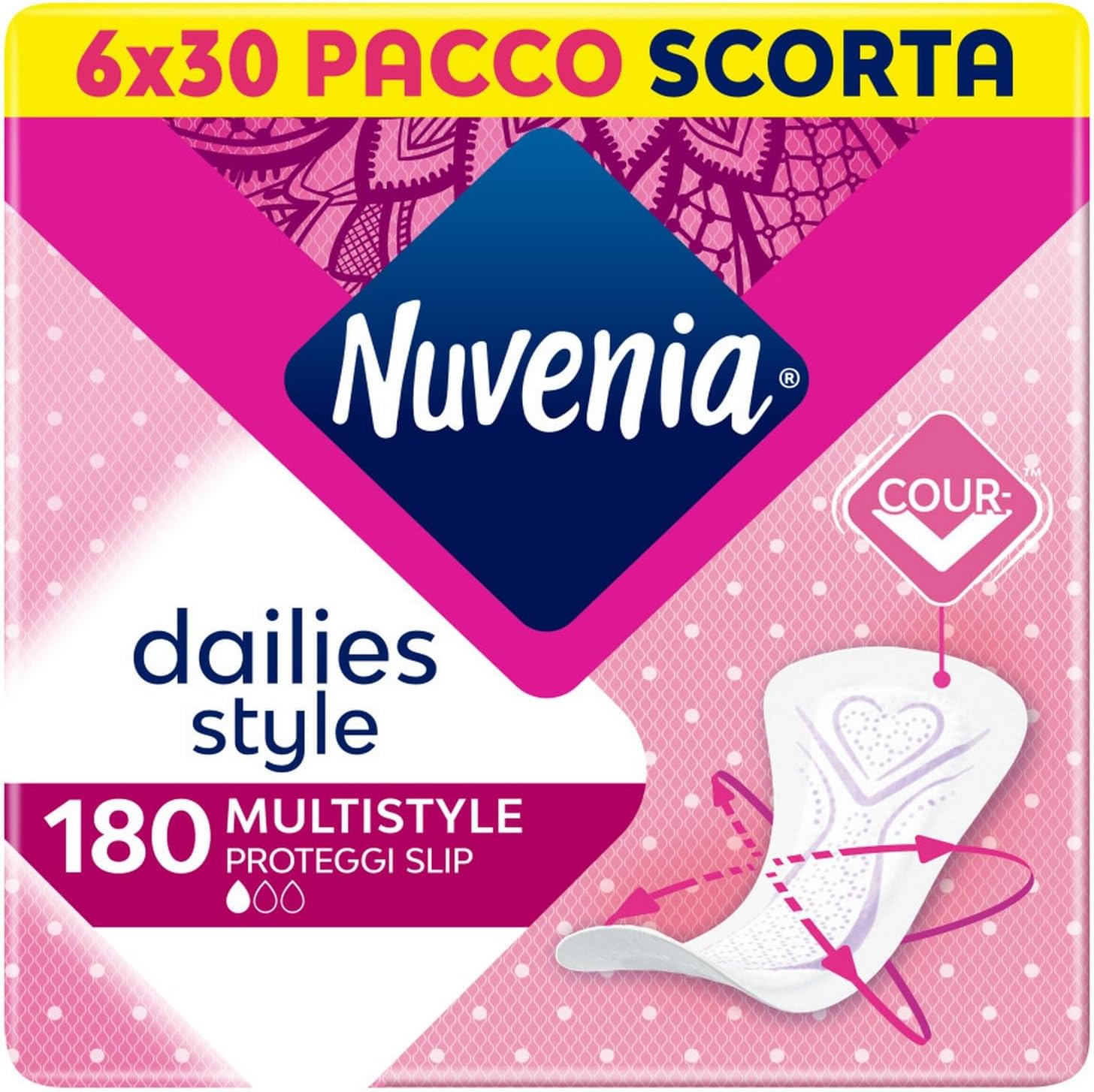 Detalle de Nuvenia Proteggi Slip Multistyle Ripiegati Freschezza Quotidiana – 6 confezioni da 30 pezzi