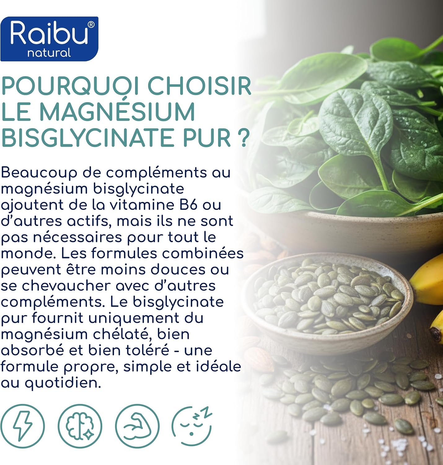 Thumbnail 4 de Magnésium Bisglycinate – 240 gélules (300 mg de magnésium élémentaire par portion) pour stress & fatigue