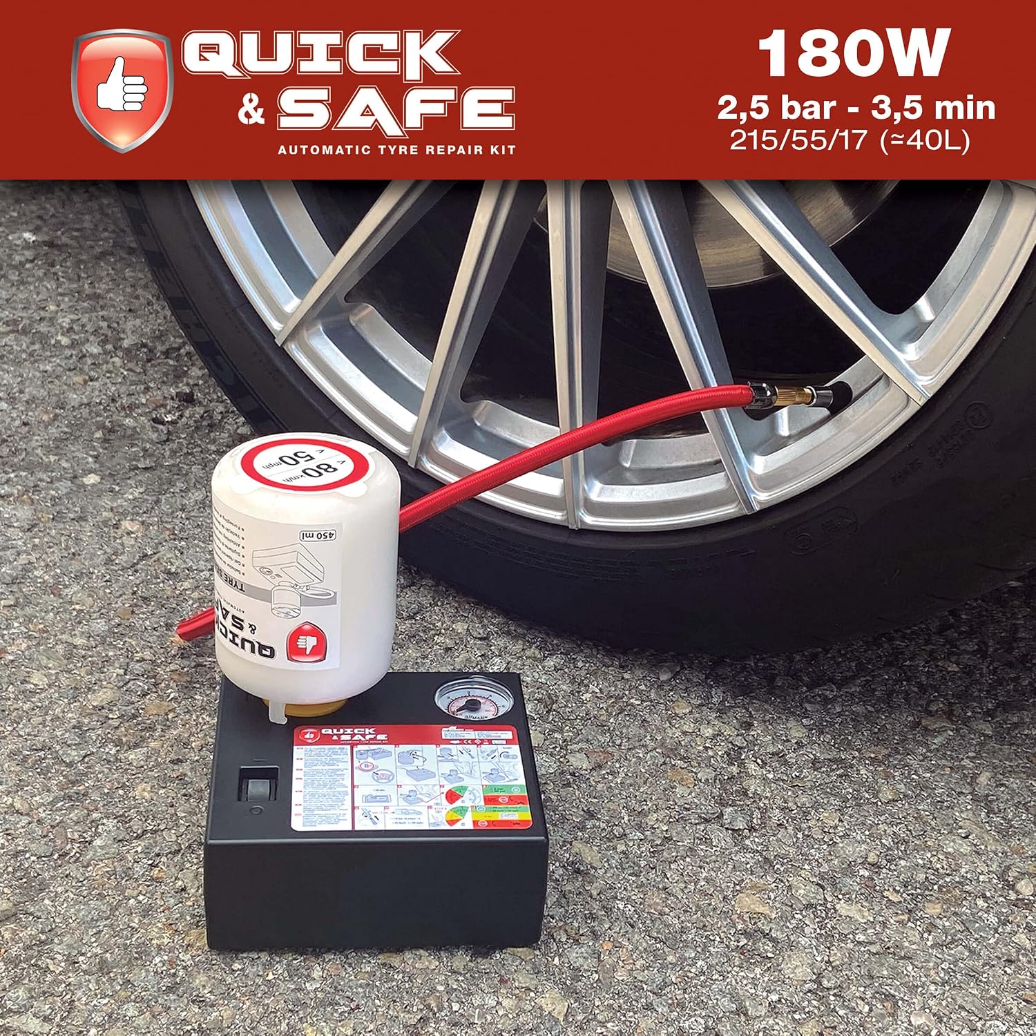 Thumbnail 5 de Quick&Safe Kit Anti crevaison Automatique 450 ml — Réparation et gonflage intégrés