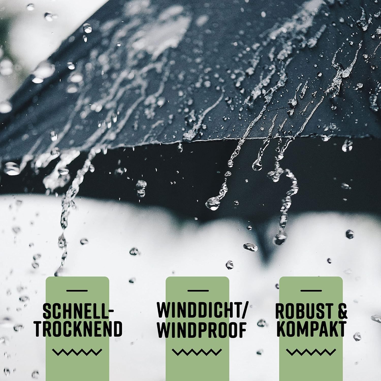 Thumbnail 2 de Villkin Regenschirm sturmfest mit Auf-Zu-Automatik – winddichter Taschenschirm (schwarz, 107 cm breit)