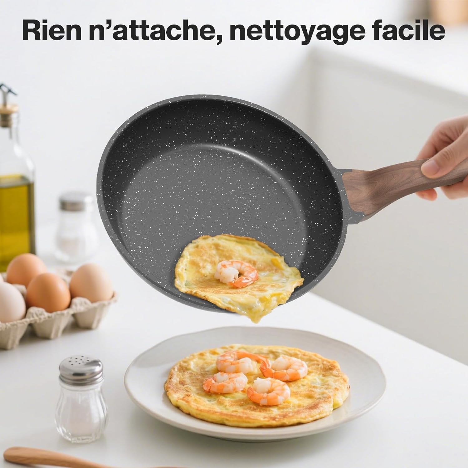 Thumbnail 1 de Poêle antiadhésive YASHE 20 cm revêtement granit, compatible induction
