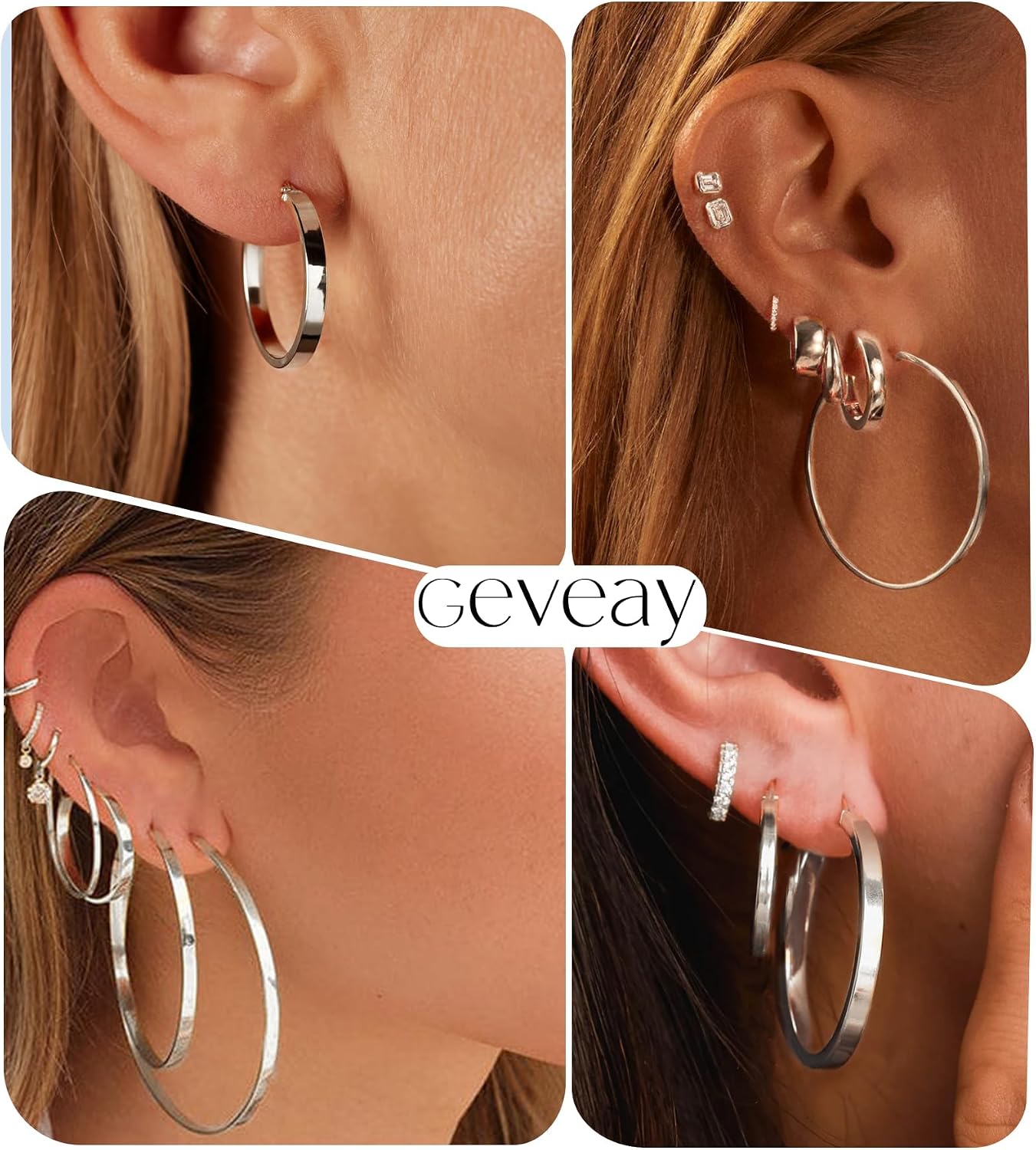 Detalle 2 de Geveay hoop earrings in 925 sterling silver